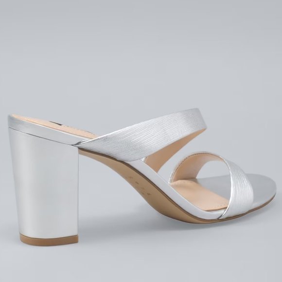 WHBM Metallic Leather Asymmetrical Sandals 9.5 VERY COMFORTABLE! - Picture 2 of 3